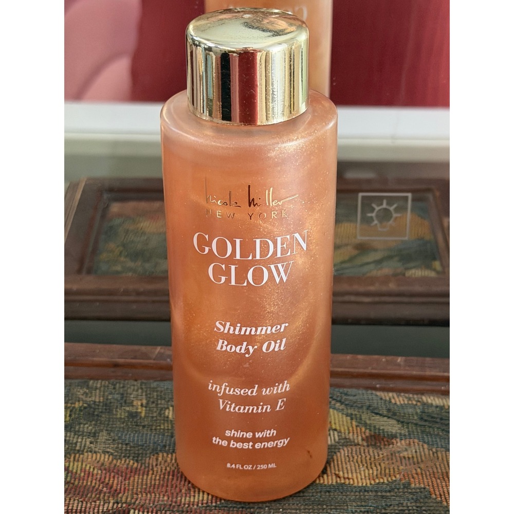 Nicole Miller Golden Glow Shimmer Body Oil Women 8.4oz Gold Excellent Vitamin E